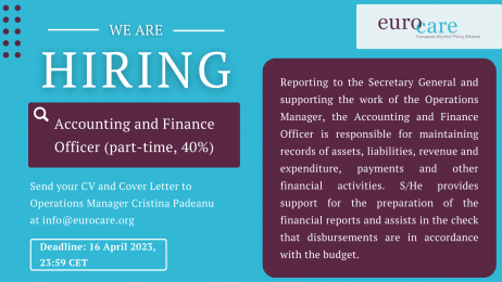 Eurocare is hiring an Accounting and Finance Officer (part-time, 40%)